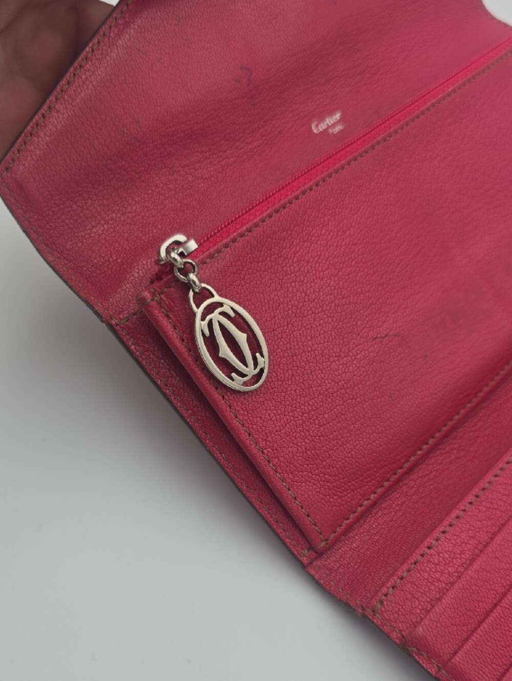 Cartier Pink Envelope Long Snap Wallet Silver Hardware Chain/Divider (GOOD) ๐ - Picture 8 of 15